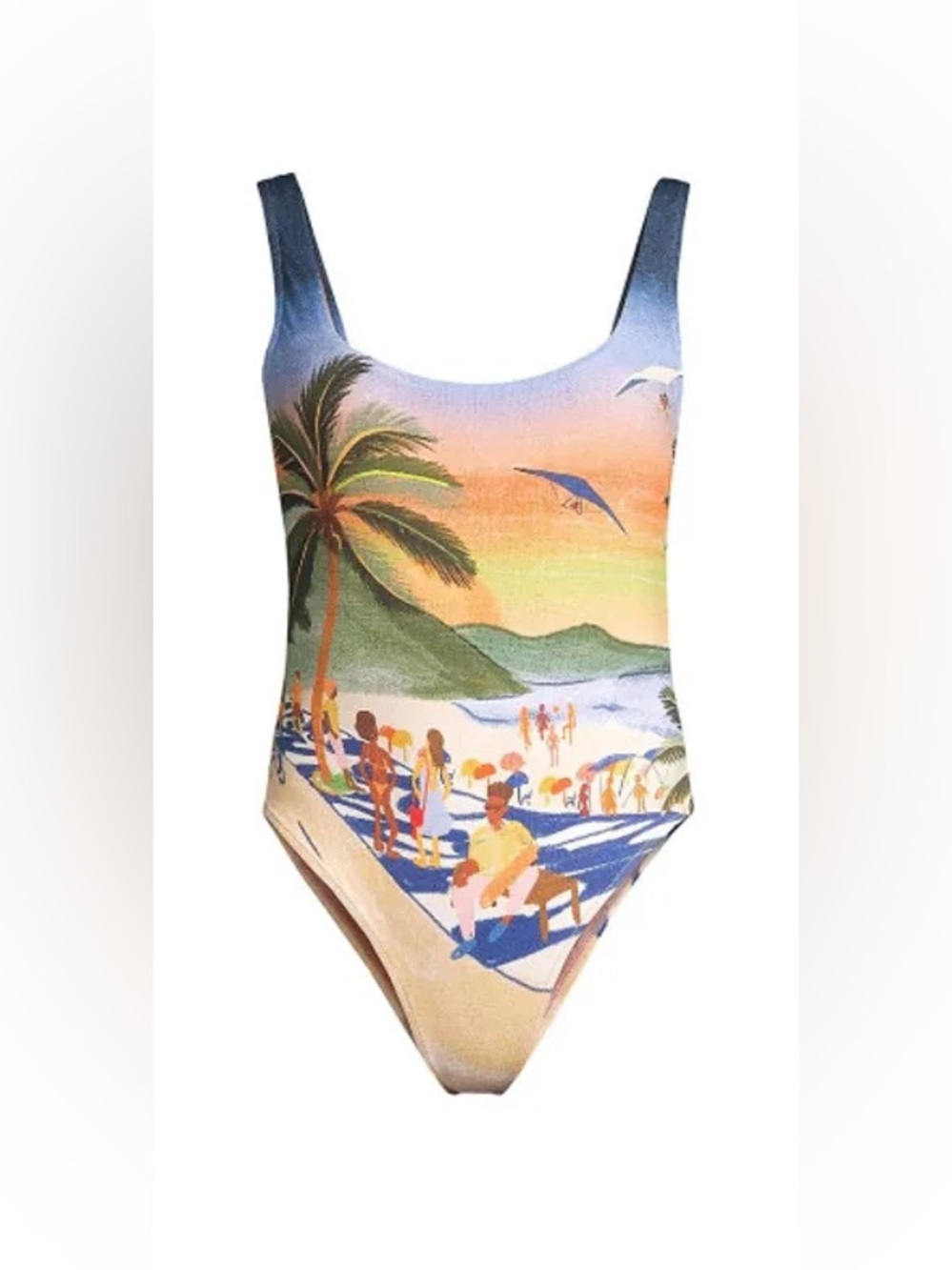 FARM Rio Carioca XL One Piece Swimsuit Tropical Beach Palm Print Resort Swimwear